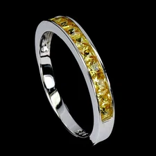 925 Sterling Silver Ring Princess Cut Sapphire Natural Gemstone Jewelry Size 7