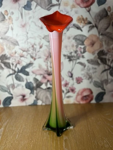 Murano Style Hand Blown Art Glass Vase Jack-in-the-pulpit/ Lily 16 Inch