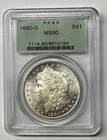 1880 O Morgan Silver Dollar $1 OGH Old Green Holder PCGS MS60