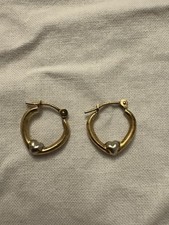 14K REAL GOLD DAINTY HEART HOOP EARRINGS