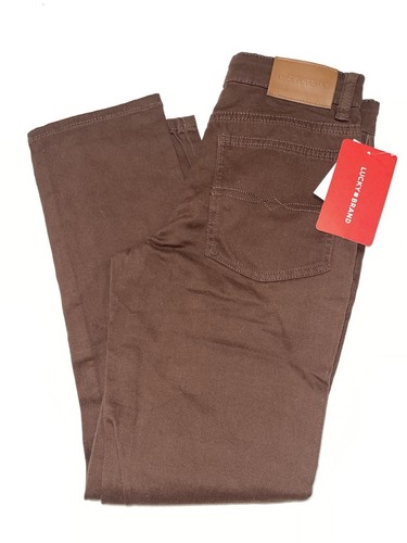 Lucky Brand Kids Slim Fit Twill 5 Pocket Brown Pants Adjustable Waist Sz 10 NWT - Picture 3 of 16