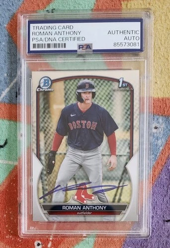 Roman Anthony on card autograph 1st Bowman MLB baseball card PSA authentic auto