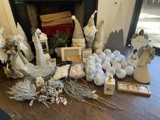 White Christmas Lot of Decoration Bundle Assorted Christmas Decorations New Lot