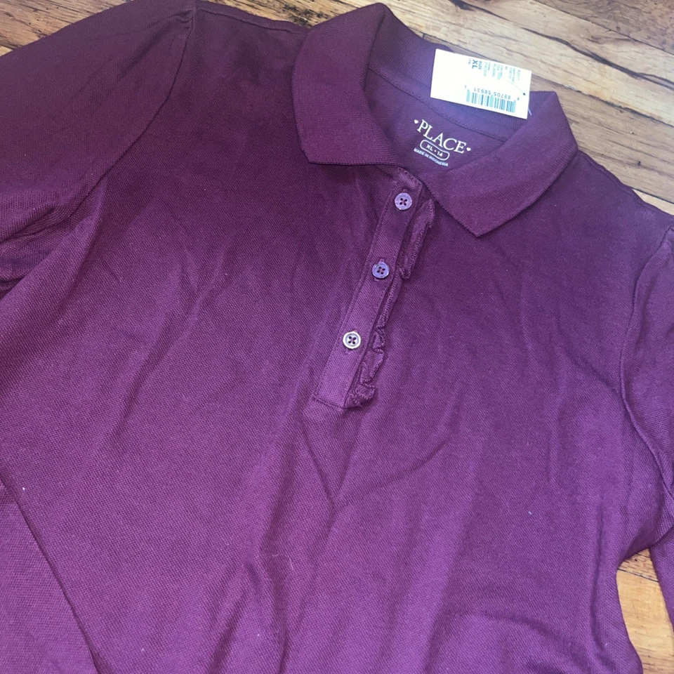 Uniforme Polo Manga Larga Piqué Volantes Lugar Niñas Talla 14 XL Rubí Foto 3 de 4