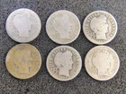 Lot of 6 - 1903-1907 Barber Dimes 10C - 90% Silver - Philadelphia Mint - AG-G