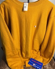 1980s Yellow Champion Reverse Weave L Sweatshirt NWT Deadstock Made In USA