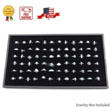 Black Display tray with 72 Slot Black Jewelry Travel Ring Insert Display Pad