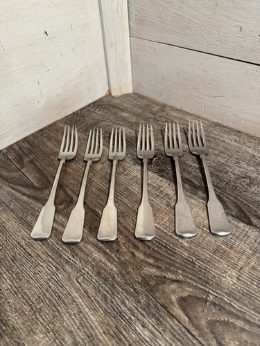 ONEIDA AMERICAN COLONIAL STAINLESS DINNER FORKS CUBE MARK LOT 6 PC