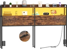 Headboard for King Size Bed Frame, Headboards with Outlets, 4 USB Ports and LED 