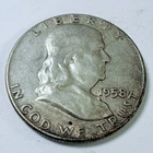 1958 Franklin Half Dollar 90% Silver Circulated Coin Free Shipping #8296