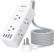 Power Strip Surge Protector,  5Ft Extension Cord, 6 Outlets with 4 USB Ports (2 