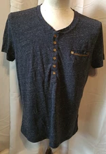 Men's Diesel S/S partial button frontT -shirt - L - black with white specks