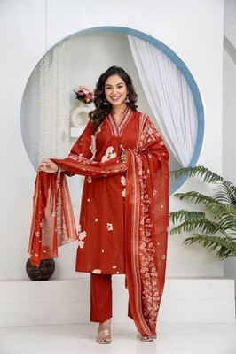 Plus Size Stitched Kurta Palazzo Dupatta Set, Women's Pakistani Salwar Kameez