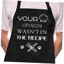  Funny Black Chef Aprons for Men Adjustable BBQ Grill Kitchen Cooking Aprons 