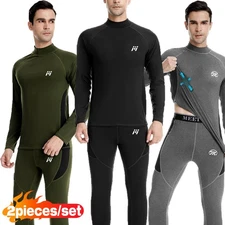 Men's Thermal Underwear Set Soft Long Johns Top & Pants Base Layer Winter Warm