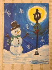 Snowman Hand Painted 9" X 12"