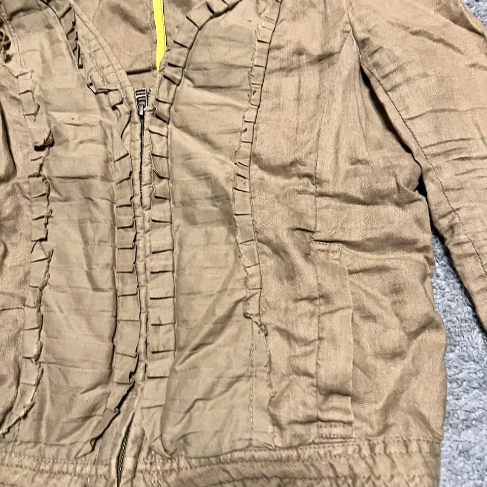 Chaqueta de bombardero Anthropologie Hei Hei para mujer 6 pequeña de lino plisada cremallera militar Foto 2 de 4