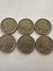 Lot of 6 Buffalo Nickels Indian Head Five Cents 1930s Circulated