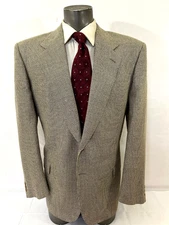 Lanificio Fratelli Bacci LUCHO Men Sz 46L Gold Blk Tweed Sport Coat Made Italy