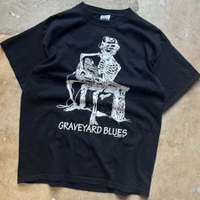 Vintage 90s John Lee Hooker Graveyard Blues Fashion Victim T-Shirt Men’s Large