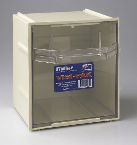 6 x Fischer Plastic 1H-042 Visi-Pak Modular Storage System Large Beige ...