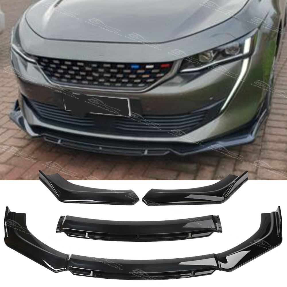 For Peugeot 508 Estate MK1 MK2 Gloss Black Front Bumper Splitter