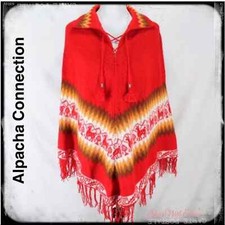 Alpaca Connection Peru Poncho Fringe Shawl Cape