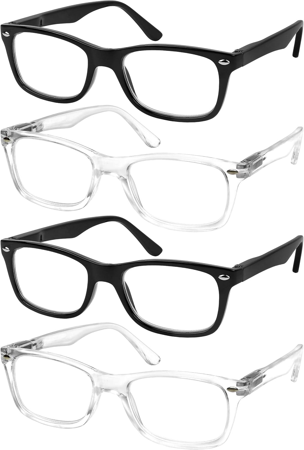 Set of 4 Black Spring Hinge Reading Glasses Premium Quality Readers-image