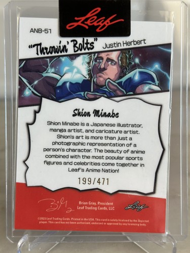 2023 Leaf Metal Anime Nation Justin Herbert Throwin Bolts #75/471 Chargers - Picture 2 of 2