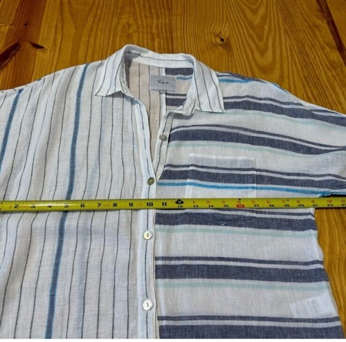 Rails Finley Shirt Mixed Agean Blue Stripe Linen Blend Women’s SIZE SMALL - Picture 9 of 13