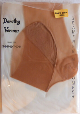 Dorothy Vernon Large Size Vintage Sheer RHT Nylon Stockings in Honey Glow