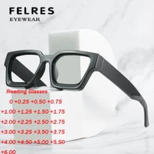 Men Women Square Anti Blue Light Reading Glasses Clear Lens Thick Frame Glasses