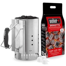 Weber 17631 Grillstarterset für Holzkohlegrills, Weber Anzünd-Set, Anzündkamin