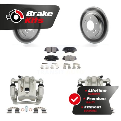 Rear Brake Caliper Coat Rotor Ceramic Pad Kit For 2013-2015 Kia Optima Hybrid EX