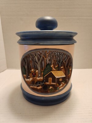 Vintage Hershey Molds 1983 Cookie Jar / Canister, 3D Winter Scene