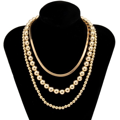 Mehrschichtige Halskette 3 Stck./Set Gold Perlen Ketten Halskette Anhänger Schmuck Boho - Bild 2 von 12