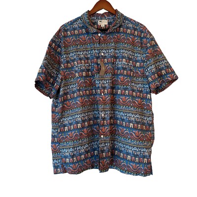 J Crew New Hawaiian retro style button down short sleeve print shirt size XXL