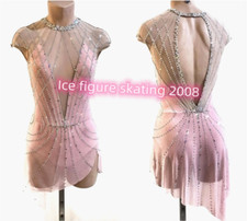 Figure Skating Costume Rhinestone Long Sleeve Competition Skating Dress for Girl