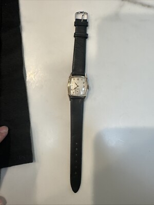 Vintage Elgin 10k RGP Bezel stainless steel back genuine, leather