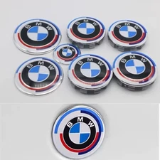 7Pcs BMW 50th Anniversary LOGO Centre Caps Badges Set 82mm 82mm 4x56mm 45mm M