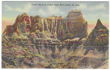Vintage Postcard Castle Rock on Cedar Pass Bad Lands SD Formations Linen UNP