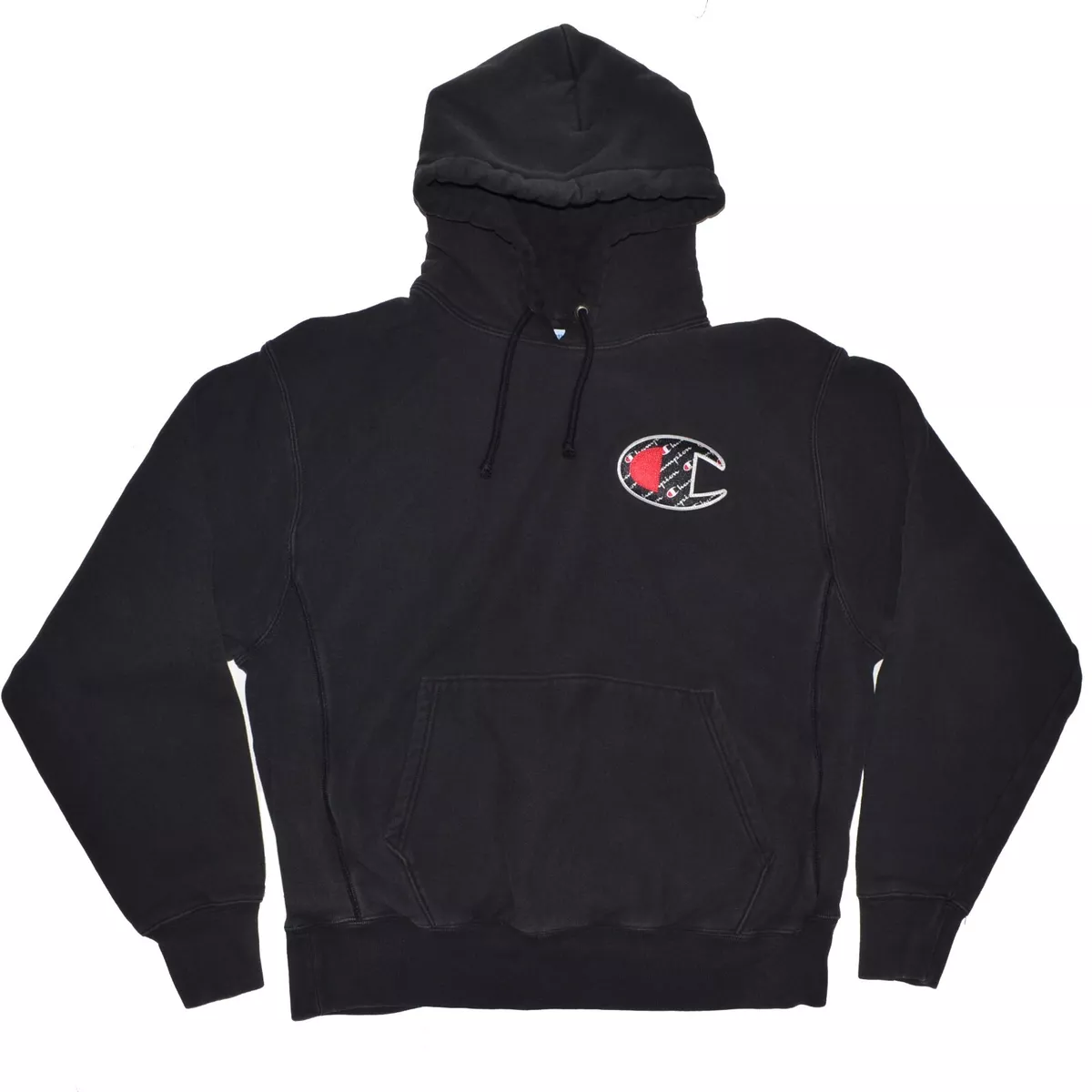Vintage Champion Reverse Weave Sweatshirt size L Black Big Logo