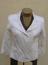 Pursuits Ltd Womens Jacket Coat Blazer 12 Stretch White Button Pocket Canvas $98