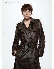 Mango 100% Leather Trench Coat