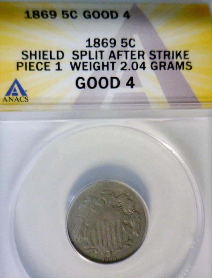 1869 ERROR ANACS G4 SPLIT PLANCHET After Strike Shield Nickel Coins BOTH PCS! - Image 3 of 4