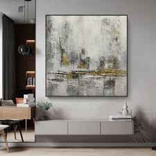 Modern Golden Decoration Painting Hand Painted Abstract Oil Painting On Canvas