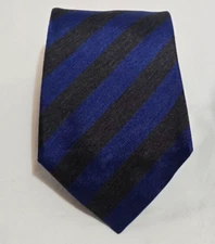 Altea made in Italy Silk Necktie - Navy Charcoal Striped - 3" X 59"