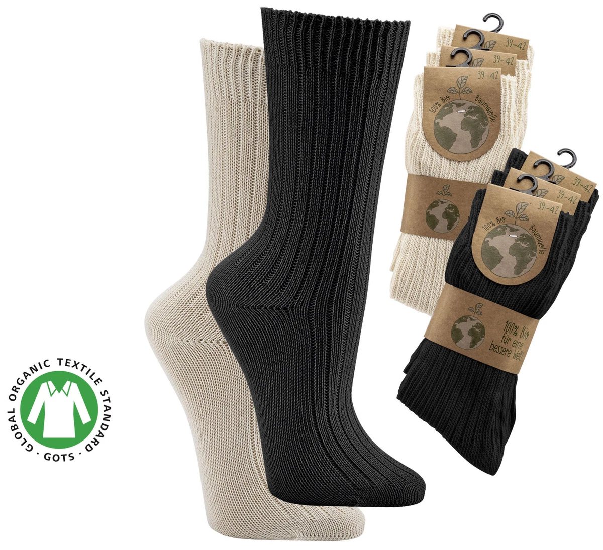 KU Calzini Donna Cotone - 6 Paia Mezza Altezza Calze Bianche Premium Calze Spugna Basse Traspiranti Morbide con Bordino - Regalo per Donna/Ragazza, 35-41