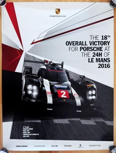 orig. Plakat Poster "Porsche 919 Hybrid" gewinnt 2016 die 24 Stunden von Le Mans - Picture 1 of 3