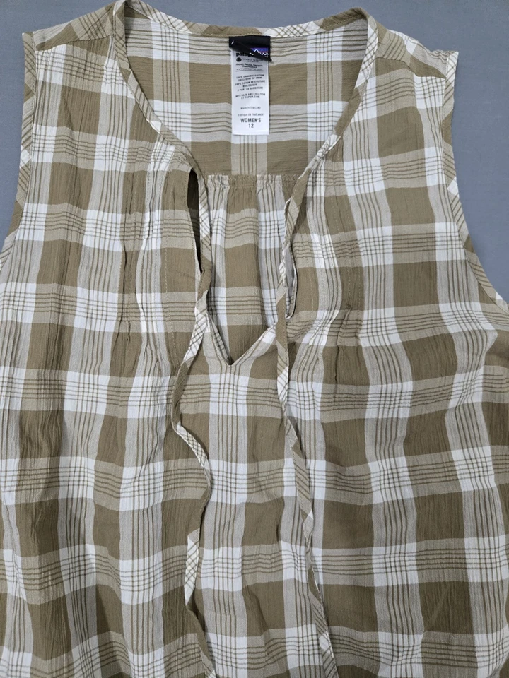 Camisa sin mangas Patagonia para mujer 12 estampado de franela marrón  Foto 3 de 4